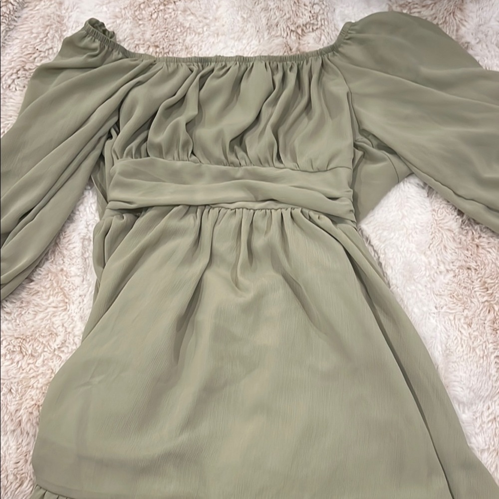 Elegant Olive Off-Shoulder Dress